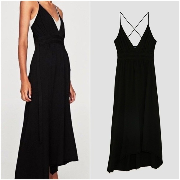 zara black strappy dress